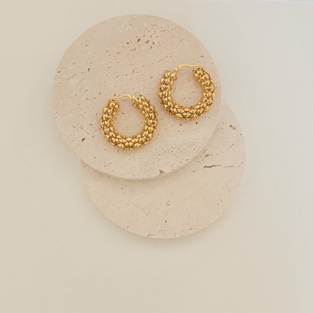 18K Gold Plated Texture 02 Earrings